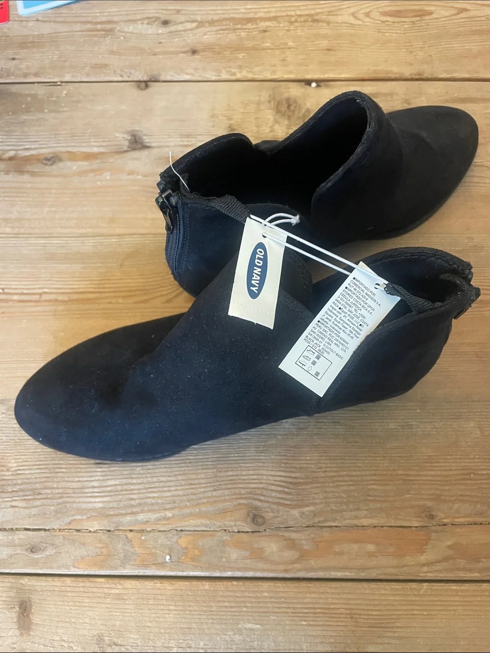 Old Navy Black Suede-Look Low Heel Booties